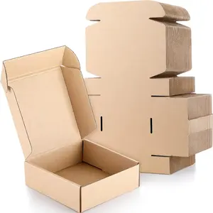 100 Pcs Small Shipping Boxes 6 x 6 x 2 Inches Christmas Gift Shipping Corrugated Cardboard Mailing Boxes (Brown)