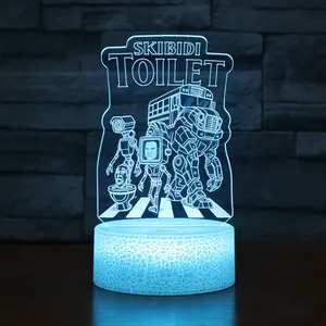 Toilet & TV Head Crew 3D Illusion Lamp | Remote & Touch Control | Kids Bedroom Decor & Gift