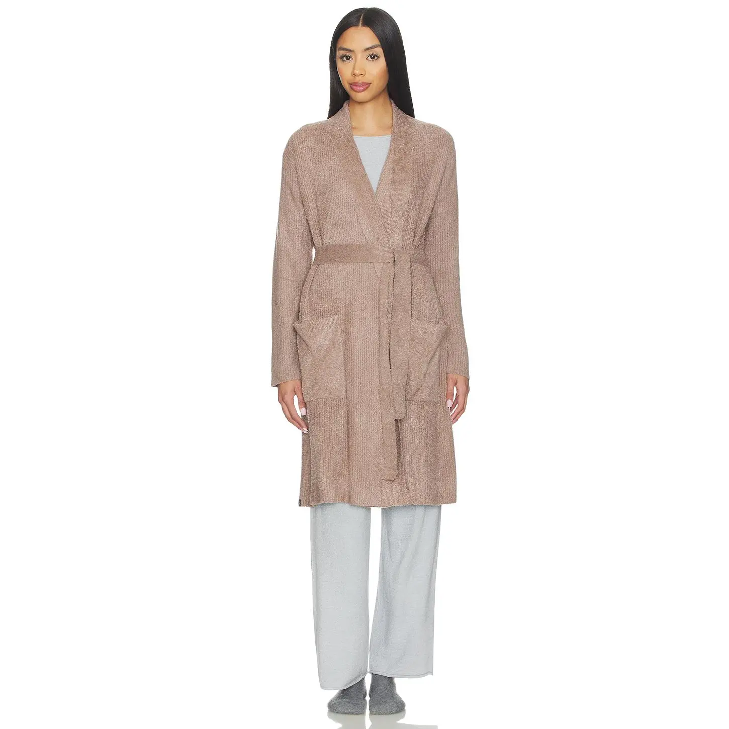 Barefoot Dreams CozyChic Ribbed Robe in Sable