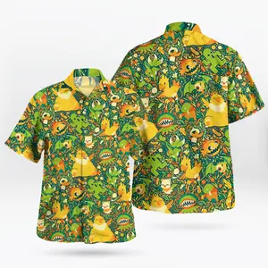 2026 Hot Hawaiian Sets PKM [FREESHIP] Fresh Summer – Youthful – Bold with the Green PKM Hawaiian Shirt – Tropical Anime Summer Shirt