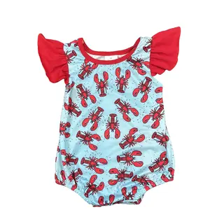 baby girl clothes red bubble flutter newbron crawfish romper leopard girl summer romper onesie baby  onesie