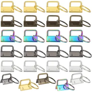 20 count Key Fob Hardware 1 Inch, Wristlet  Hardware 5 Colors, Key Chain Clamp Set with Split Rings for Wristlet Lanyard Crafts DIY Supplies