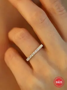 S925 Sterling Silver Crown Design Artificial Zircon Ring, Fashion Accessories for Women & Girls, Trendy All-match & Exquisite Jewelry for Birthday Gift