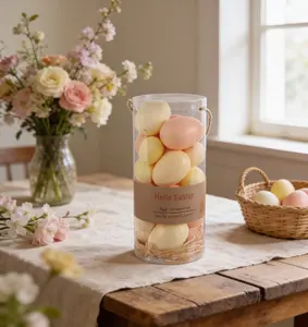 Hello Easter Egg Ornaments in Clear Cylinder