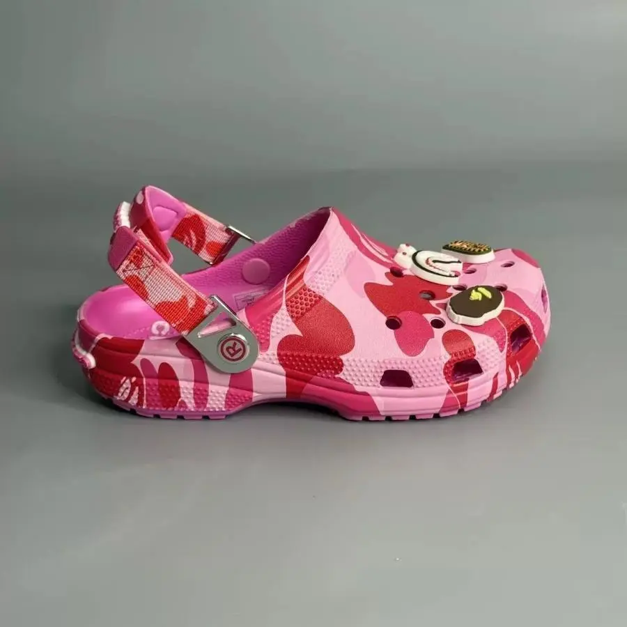 Trendy Pink Camo Slip-On Clogs – Unisex Street Style Mules with Soft EVA Foam, Adjustable Back Strap, and Breathable Vent Design
