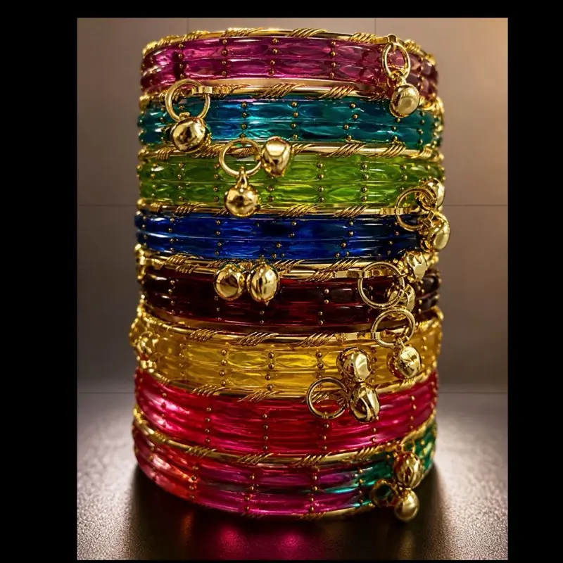 Shahi Glass Ghungroo Bangles 16 Glass bangles /10 Premium  Ghungro bangles (26pc)