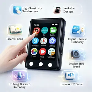 64GB MP3 player (supports Bluetooth), with high-fidelity sound quality, designed specifically for sports runners; equipped with a 2.8-inch screen, built-in high-definition speaker, integrates recording, FM radio, and e-book functions, comes with earphones