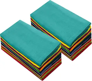 COTTON CRAFT Multicolor Cloth Napkins - Set of 24 Pure Cotton Everyday Lunch Dinner Napkin - Spring Summer Fall Holiday Birthday Party Gift - Soft Washable Absorbent Reusable Napkin - 17 x17