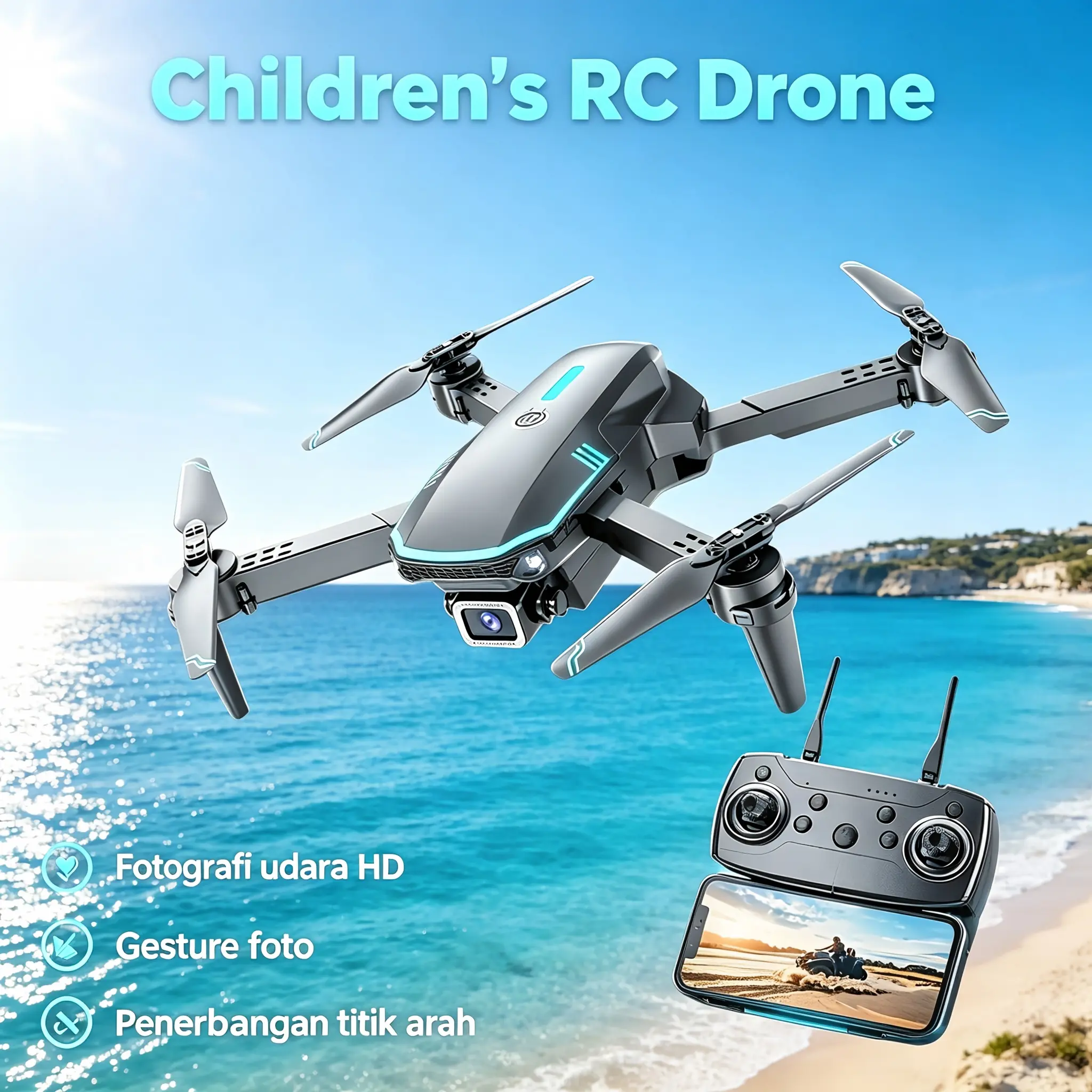 Tong Li Foldable RC Quadcopter - Optional HD Aerial Camera, Altitude Hold, Headless Mode, LED Lights, 1-Key 3D Flips, Crashproof Long-Lasting Drone for Indoor & Outdoor Practice, Ideal Gift Toy for Festivals & Birthdays