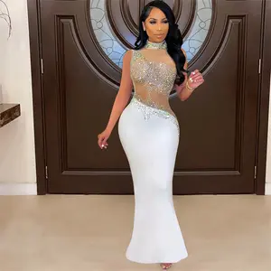 summer autumn clothes Fashion Decoration Dresses Women Sexy See through Backless Dress Banquet Party Gown Female Sleeveless Frock 2025 new Formal Womenswear Check Light