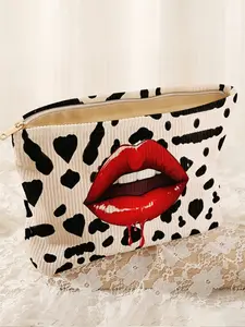 Lip Print Makeup Bag, Casual Elegant Multifunctional Storage Bag, Travel Makeup Pouch, Ideal for Young Women, Various Occasions