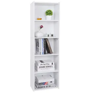 New Choice Deal 5-Tier Bookcase Small Open Storage Shelf Multipurpose Home Organizer for Living Room Bedroom Closet, White