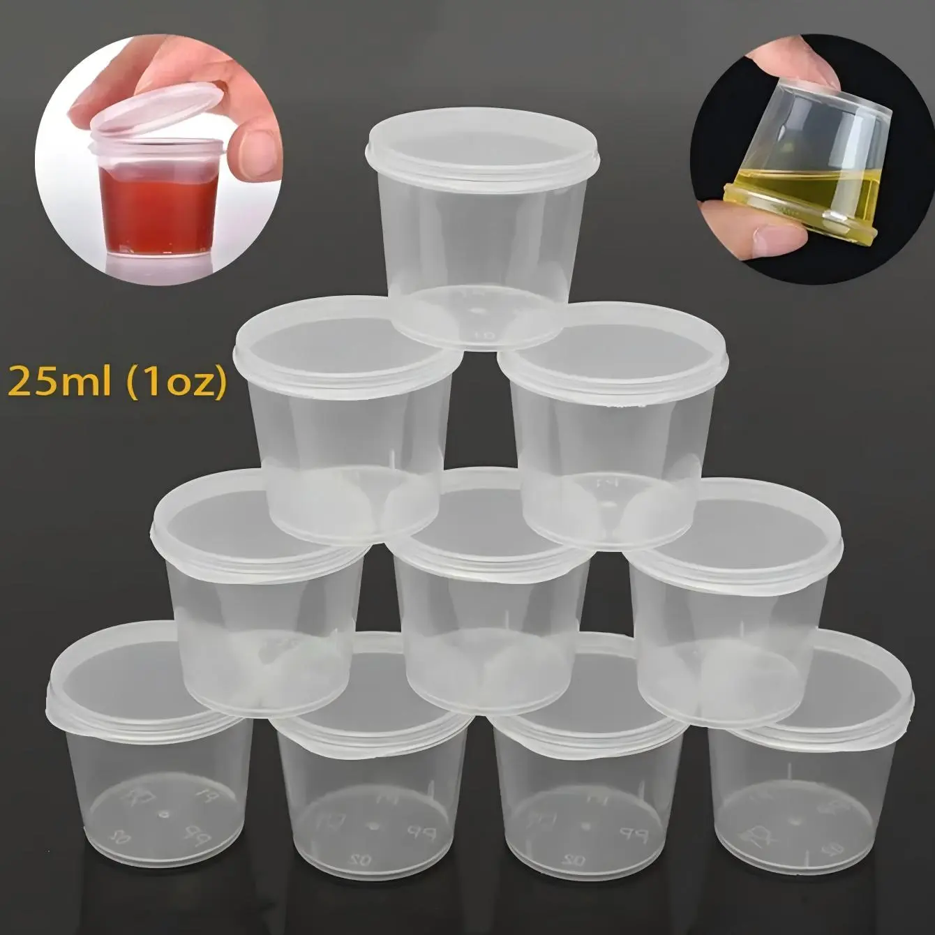 50Pcs 25ml Clear Sauce Containers with Lids Small Portion Cups for Kitchen