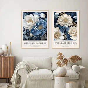 Frameless 2pcs/set William Morris Museum Exhibition Poster Flower Canvas Painting Print Wall Decor Home Decor