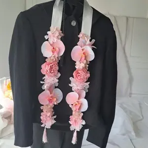 Handmade Floral Graduation Stole, Ribbon & Fabric Flower Lei, Custom Grad Sash, Senior Photo Prop, Unique Graduation Gift
