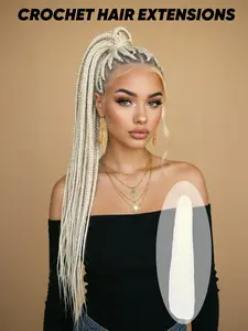 24-Inch Braiding Hair – Premium Synthetic Crochet Extensions, Boho Crochet Braids, Bohemian Box Braid, Natural-looking and soft, designed for women, Ideal for daily wear, perfect for occasions (1 Pack) – White