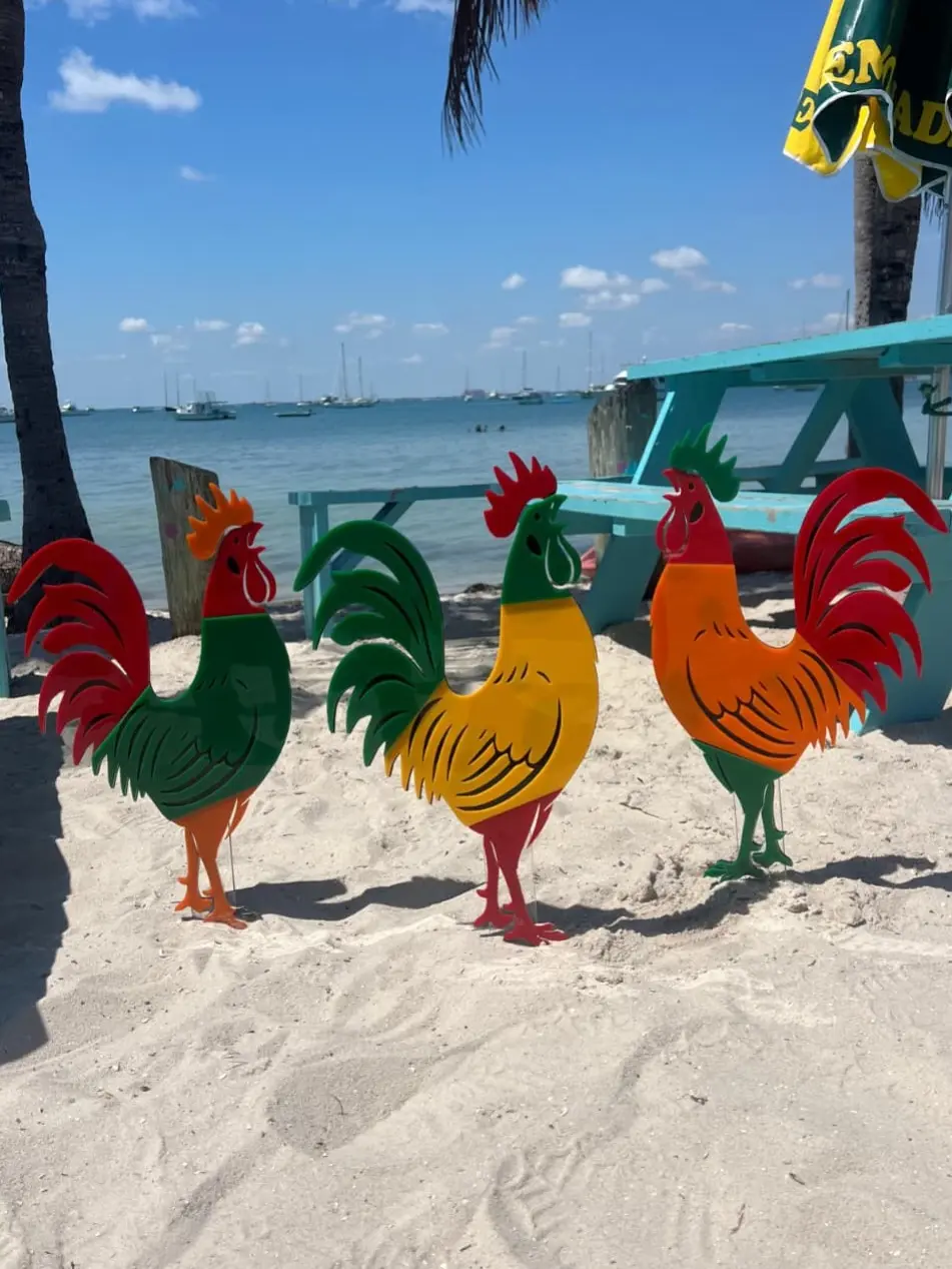 Rooster Shaped Outdoor Decor Sign - Garden Rooster Decor - Miami Rooster Sign Decor