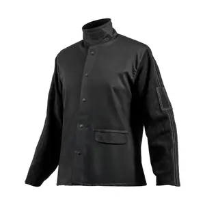VEVOR Flame Resistant Welding Jacket, Heavy Duty Split Cowhide Leather Sleeves + 9 oz.FR Pure Cotton Body, Heat-Resistant Welding Safety Jacket for Welder Fitters - XXL SizeSummervibes
