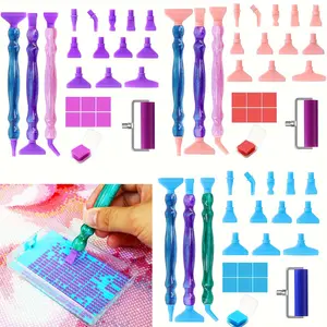 Multifunctional DIY Diamond Painting Tools Set, Diamond Art Tools, Includes 3 Sandblast Head Drill Pens & 12 Threaded Tips, Perfect for 5D Embroidery Projects