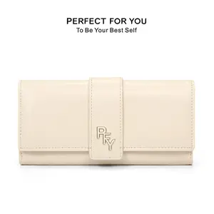 Minimalist Textured Ivory Beige Long Wallet for Women, Stylish Large-Capacity Clutch Purse with Card Holder Slots, Practical Daily Accessory