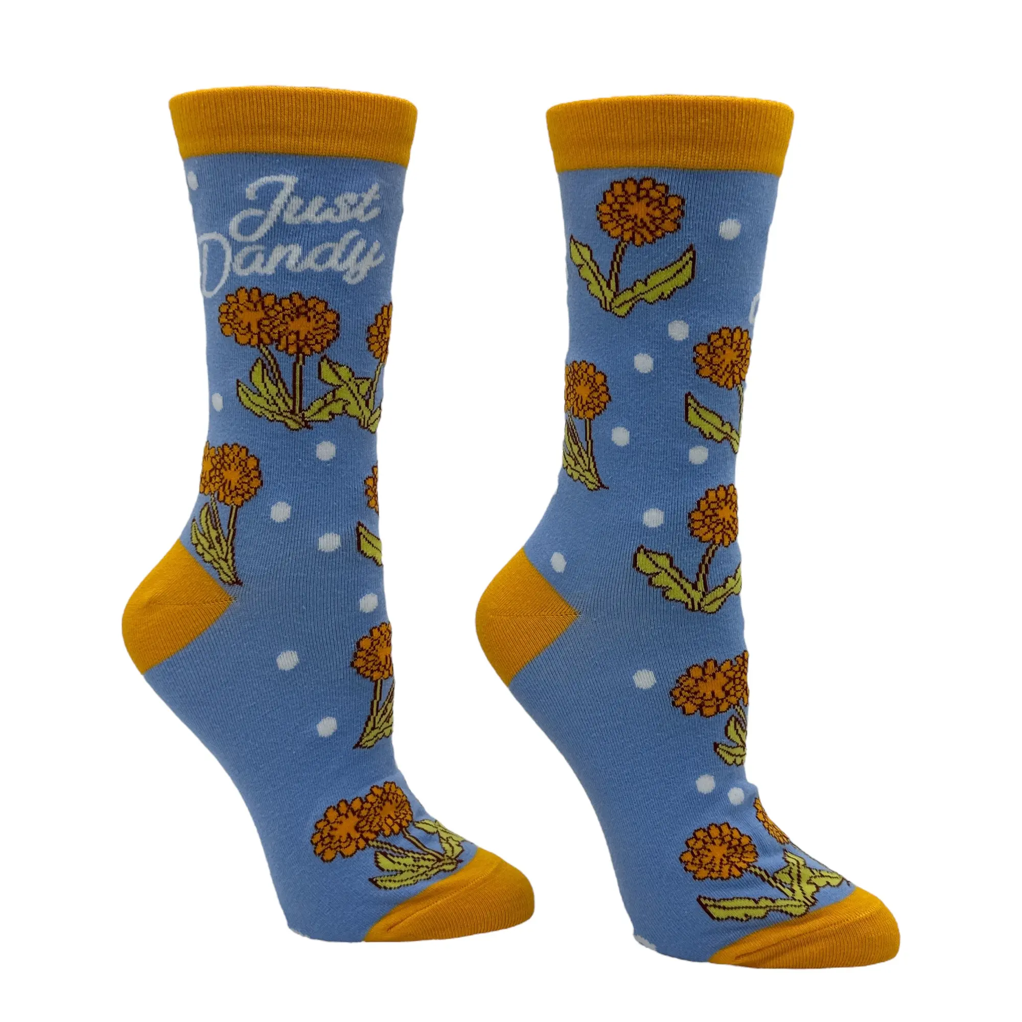 Women's Just Dandy Socks Funny Sarcastic Dandelion Graphic Footwear Funny Graphic Socks Comfortable Fitted Spandex Cotton