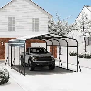 Garvee 12x20 FT Steel Carport with Galvanized Roof, Reinforced Base for All Outdoor Vehicles & Equipment