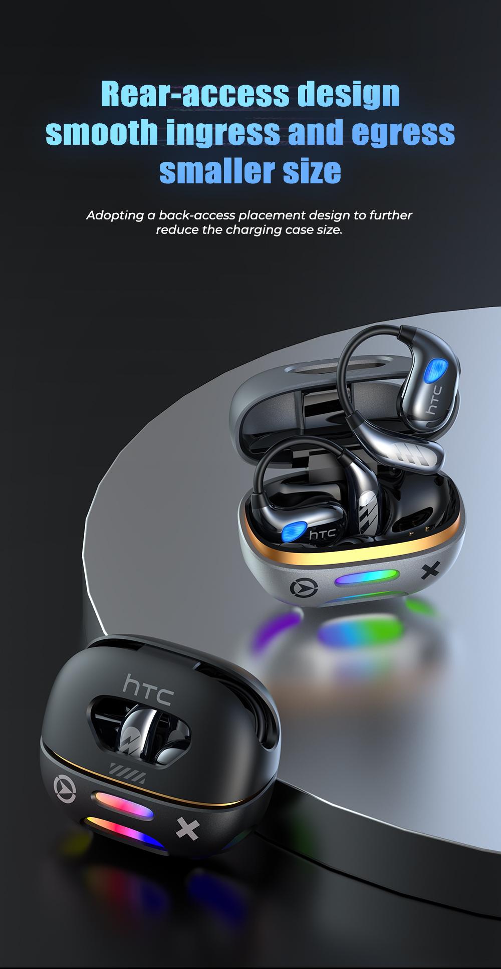 HTC NE69 Wireless Bluetooth Earbuds, Bluetooth 6.0, OWS Earphones , Sports Headphones, Built-in Microphone, Compatible with Android/IOS