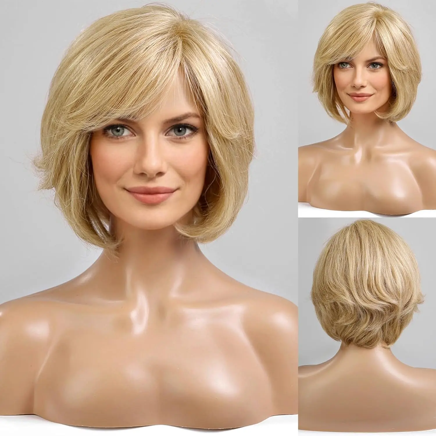 HAIRCUBE-Callie Short Bob Hand-Tied Real Human Hair Wigs for Women 5 Shades 10 Inches
