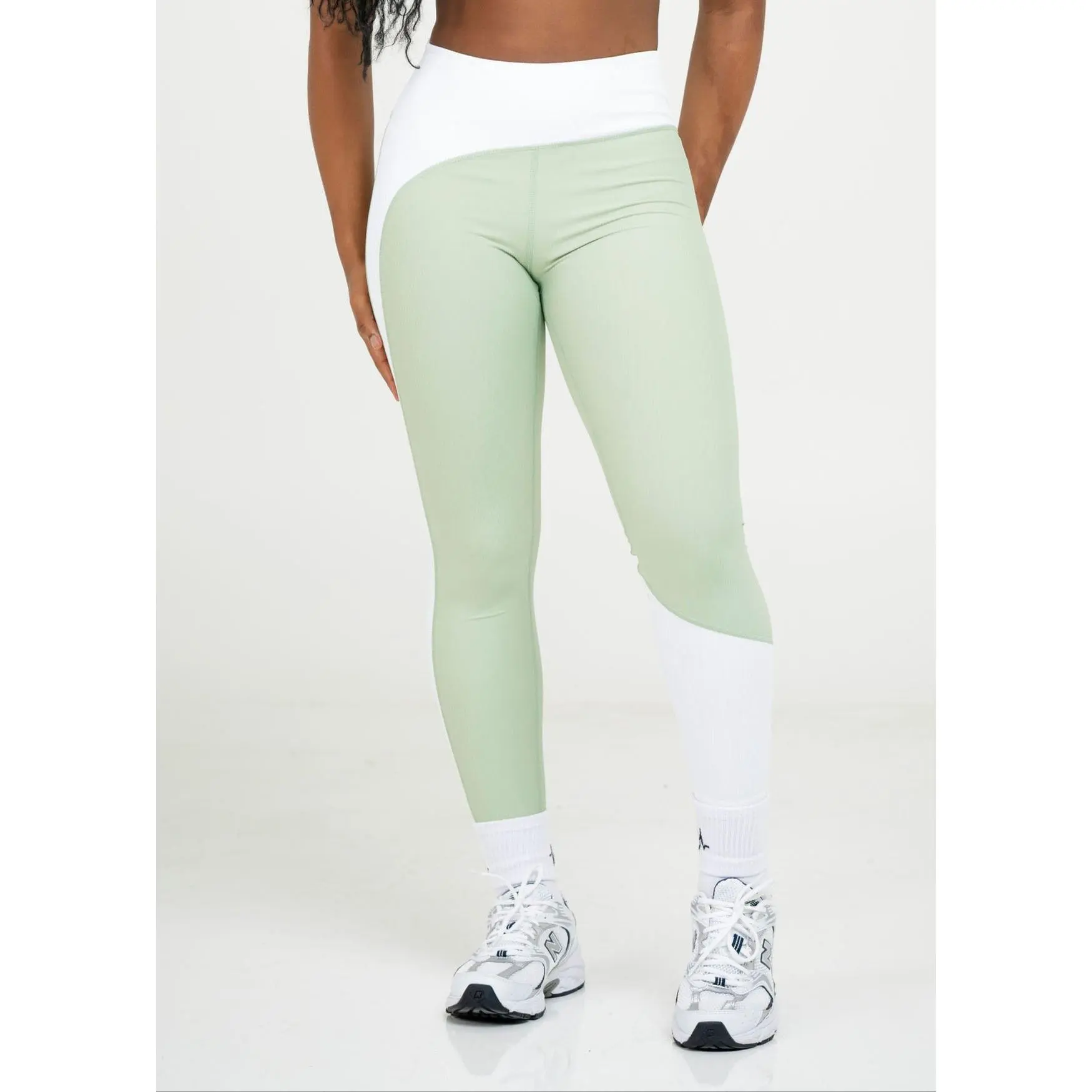 prime ribbed pastel color-block leggings