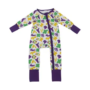 Mardi Gras Long Sleeve Purple Baby Sleeper Toddler Clothes for Cozy Comfort during Festivities
