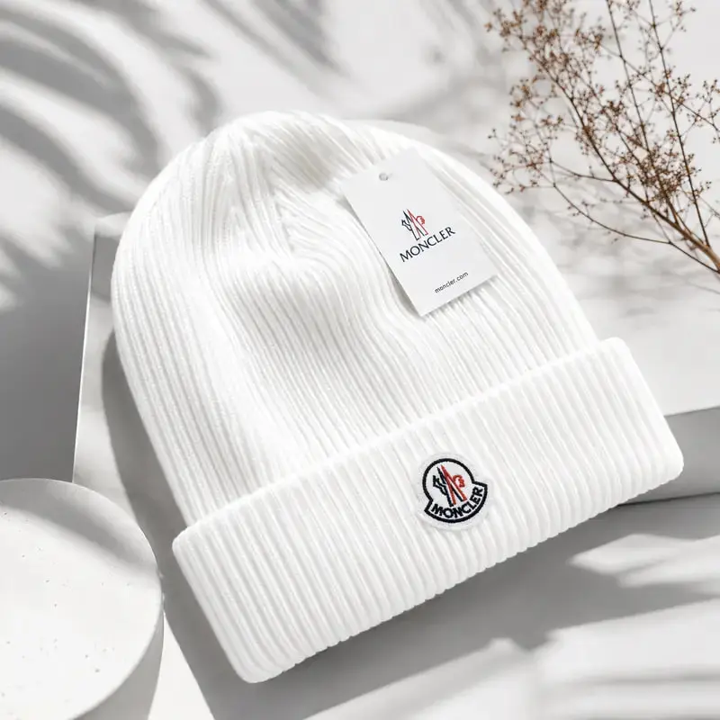 Moncler Logo Rib Knit Beanie Hat - Soft Stretch Winter Skull Cap, Unisex Cuffed Beanie, Warm Wool Blend, Classic Casual Streetwear, Cold Weather Outdoor Ski Hiking Everyday Fashion Gift, Multi Color Collection