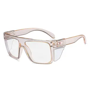 Champagne Photochromic Anti-Blue Light UV400 Auto-Darkening Clear to Smoke Lens Transitional ANSI Z87.1 Safety Sunglasses with Removable Side Shields 142x156mm