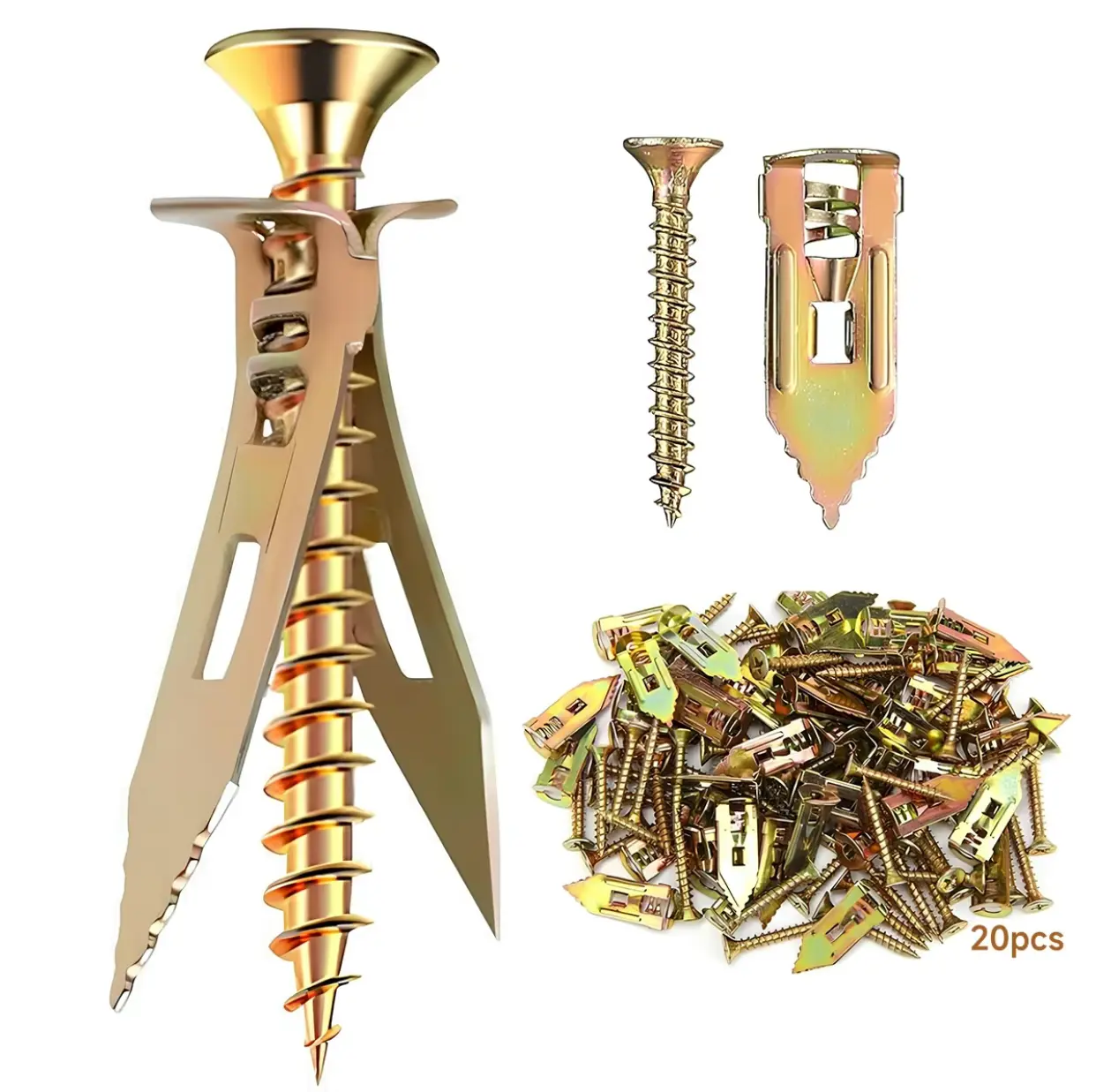 80PCS Self-Drilling Drywall Anchors and ScrewsKit.No Pre-Drilling Needed, Supports Up to 66 lbs, ldeal for Home and Office Organization