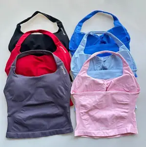 DFYNE Impact Halter Top Supportive Gym Bra with Removable Pads Longline Design High-Stretch Fabric Firm Fit for Yoga Workouts