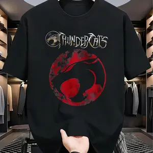 ThunderCats street style T-shirt with leopard pattern, adding a sense of street and vicissitudes. Suitable for men, women, mothers and friends, couple style, fashionable and loose, youthful and energetic, men's daily wear top