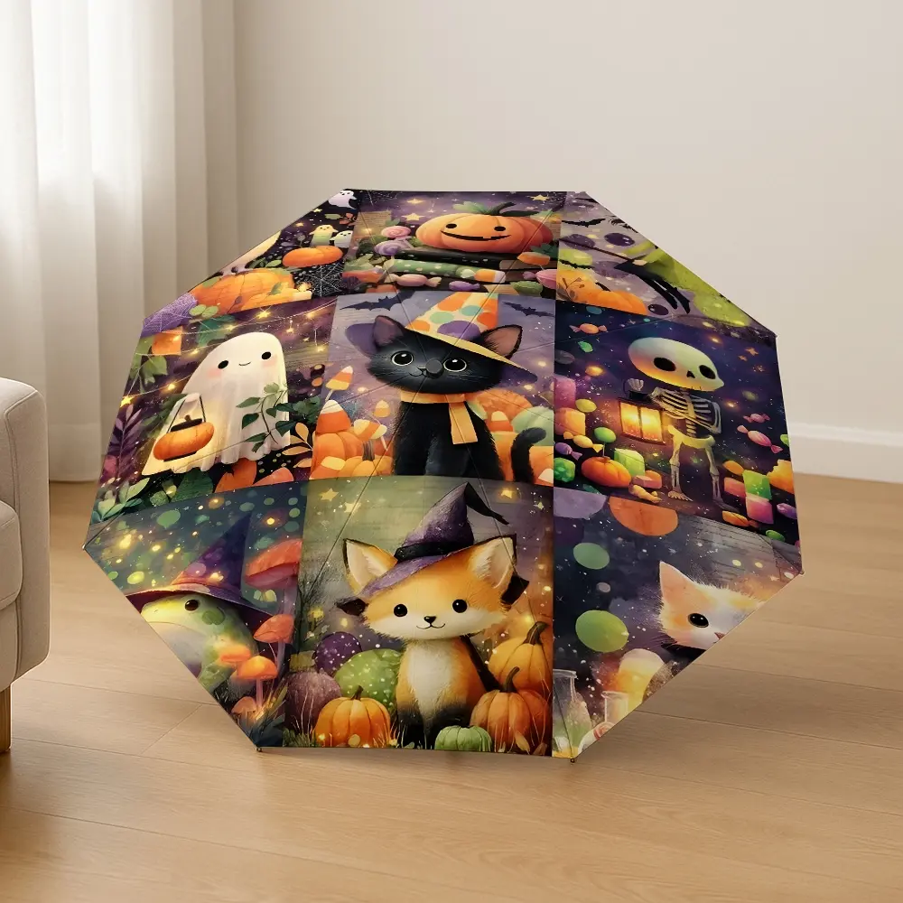 Auto Folding Umbrella Rain Boot Combo, Portable Foldable Design, 8 Ribs, Casual Accessory Halloween Christmas Birthday Gift