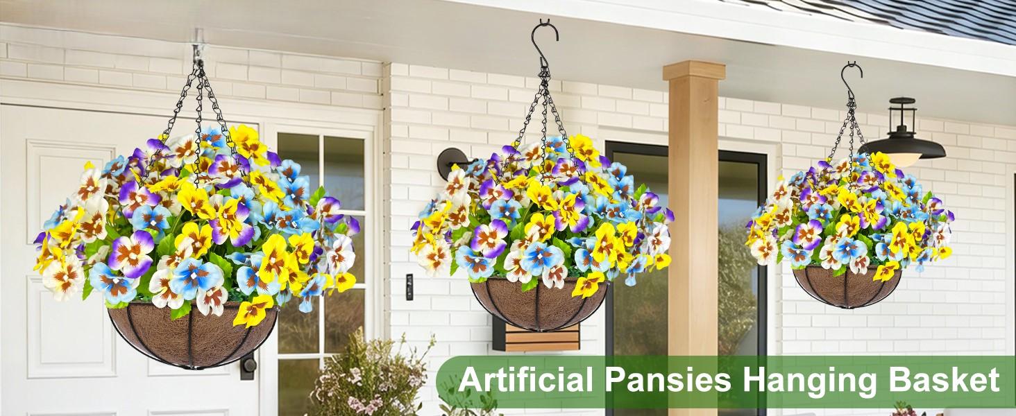 2pcs Artificial Outdoor Hanging Flowers with Basket - 189 Blooms UV Resistant Faux Hyacinth & Boston Fern Set, Waterproof Fake Plants for Porch Garden Patio Home Decor 2pcs Artificial Outdoor Hanging Flowers with Basket - 189 Blooms UV Resistant Faux Hyacinth & Boston Fern Set, Waterproof Fake Plants for Porch Garden Patio Home Decor