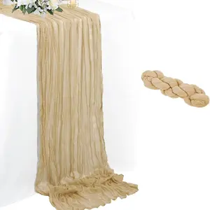 Champagne Color Table Runner, Boho Style Mesh Fabric, Perfect for Weddings, Birthdays, Dinners, Thanksgiving, Christmas Decorations