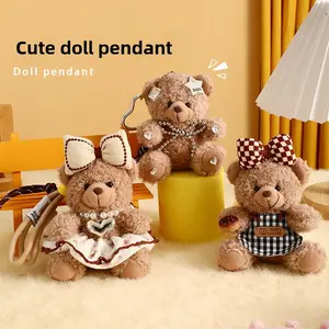 Colorful 5.5" bear plush keychains, stuffed teddy bear dolls, fit as backpack/wallet pendants, ideal gifts for couples & families. doll keychain