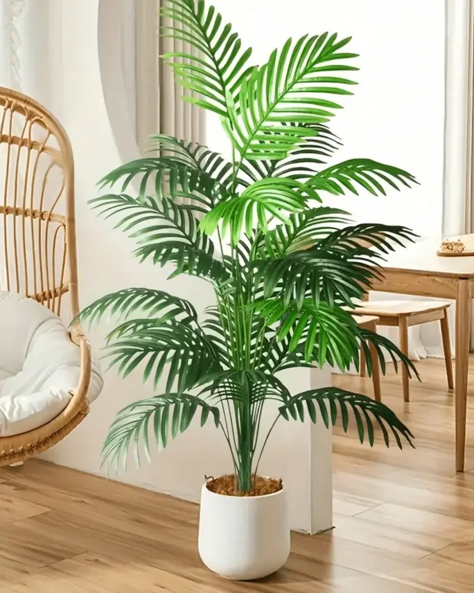 1Pc Realistic Artificial Palm Plant, Elegant Long Stem Large Leaves, Indoor Outdoor All Season Green Decor
