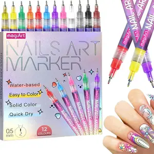 12Colors 3D Nail Polish Pen Set, Nail Art Pen Set, Quick Drying Acrylic Paint Nail Art Marker Nail Dot, Graffiti Embellishment Tool, Suitable for Home And Salon, Christmas, Nail Supplies Gift Graduation Gifts, Back to School nail doodle pen Tools Manicure