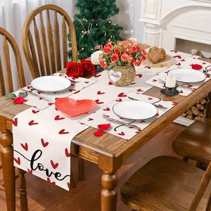 1/4/5/7pcs Valentine's Day dining mat table flag set, romantic love design anti slip and heat-insulating table mat, washable, party and gathering table decoration table flag dining mat, Valentine's Day restaurant kitchen decoration, home decoration, gifts