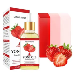 2counts Strawberry Private Essential Oil and Soap Set, Bath Cleansing and Care Essence for Personal Hygiene, Nourishing Skin Treatment, Yoni Oil