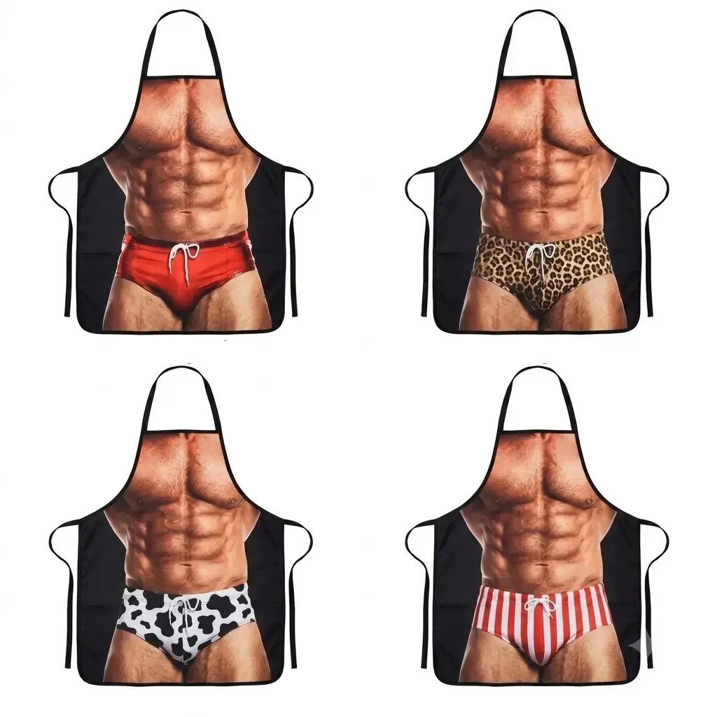 Sexy 3D Muscle Man Apron Novelty Muscle Adult Apron Funny Human Body Apron Gift for Men Husband Father Party Kitchen BBQ Accessories Birthday Gift