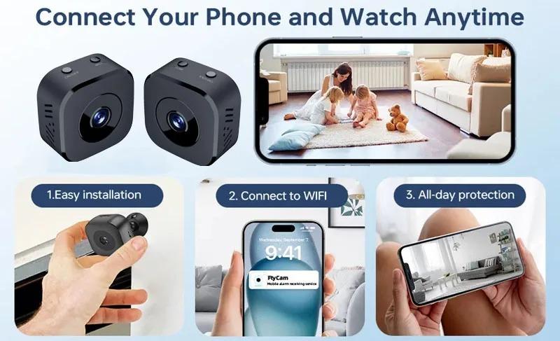 Security Camera  Mini Full Color Night Vision High Definition WiFi Monitor Waterproof Motion Detect Surveillance Smart Home