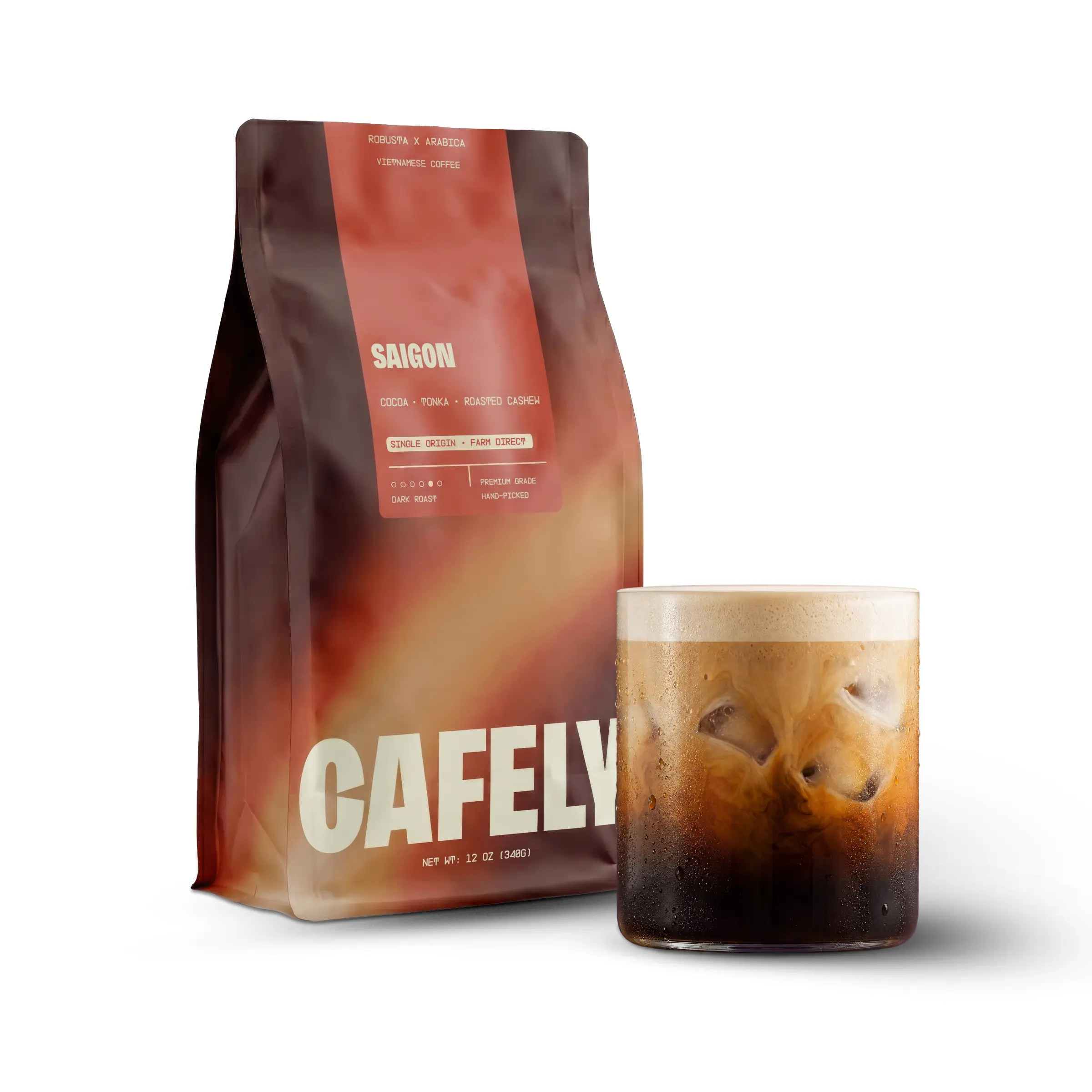 Cafely SaiGon OG Coffee, Robusta & Arabica, Medium Dark Roast, Farm Direct, Whole Bean or Ground