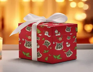 Custom Funny Pet Wrapping Paper From Photo  Cute Wrapping Paper Perfect for Christmas Gifts  Red Wrapping paper  Paper with pet face