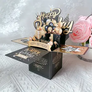 and Pop-Up 3D Birthday Card, Handcrafted Birthday Cards for Him or Her, Handmade Greeting Card for Men, Wife or Husband, Party Gift Decoration