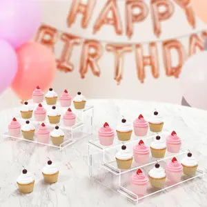 3-Tier Clear Acrylic Display Stand for Collectibles, Figures, 27 Inch Height with 3 Compartments, Sturdy Multi-Functional Modern Design