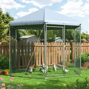 DAKITO Chicken Coop,Large Metal Chicken Run Pen,Walk in Chicken Coops for 6/10 Chickens,Hexagonal Chicken House with Waterproof & Anti-UV Cover for Backyard.